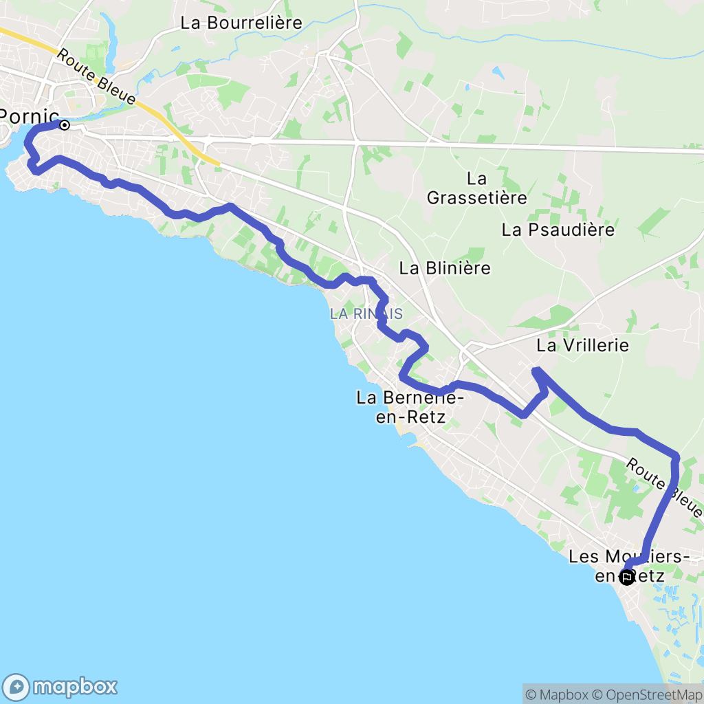 Pornic : carte du parcours de randonnée - France
