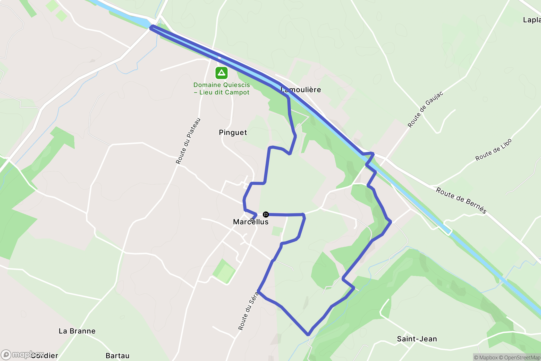 Marcellus : carte du parcours de randonnée - France