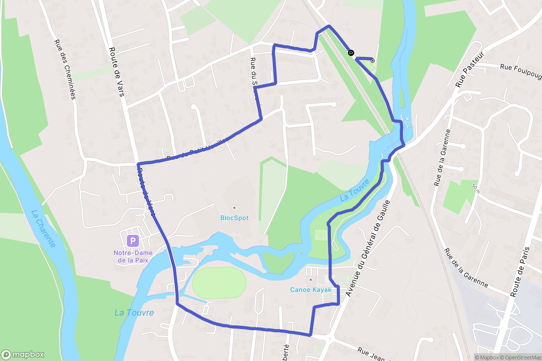 Gond-Pontouvre : carte du parcours de randonnée - France
