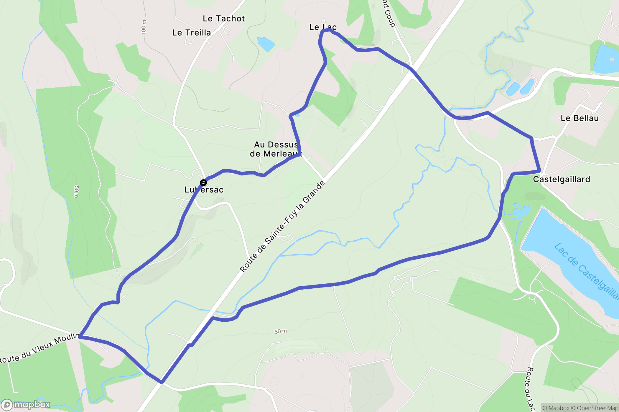 Saint-Sernin-de-Duras, Lubersac : carte du parcours de randonnée - France