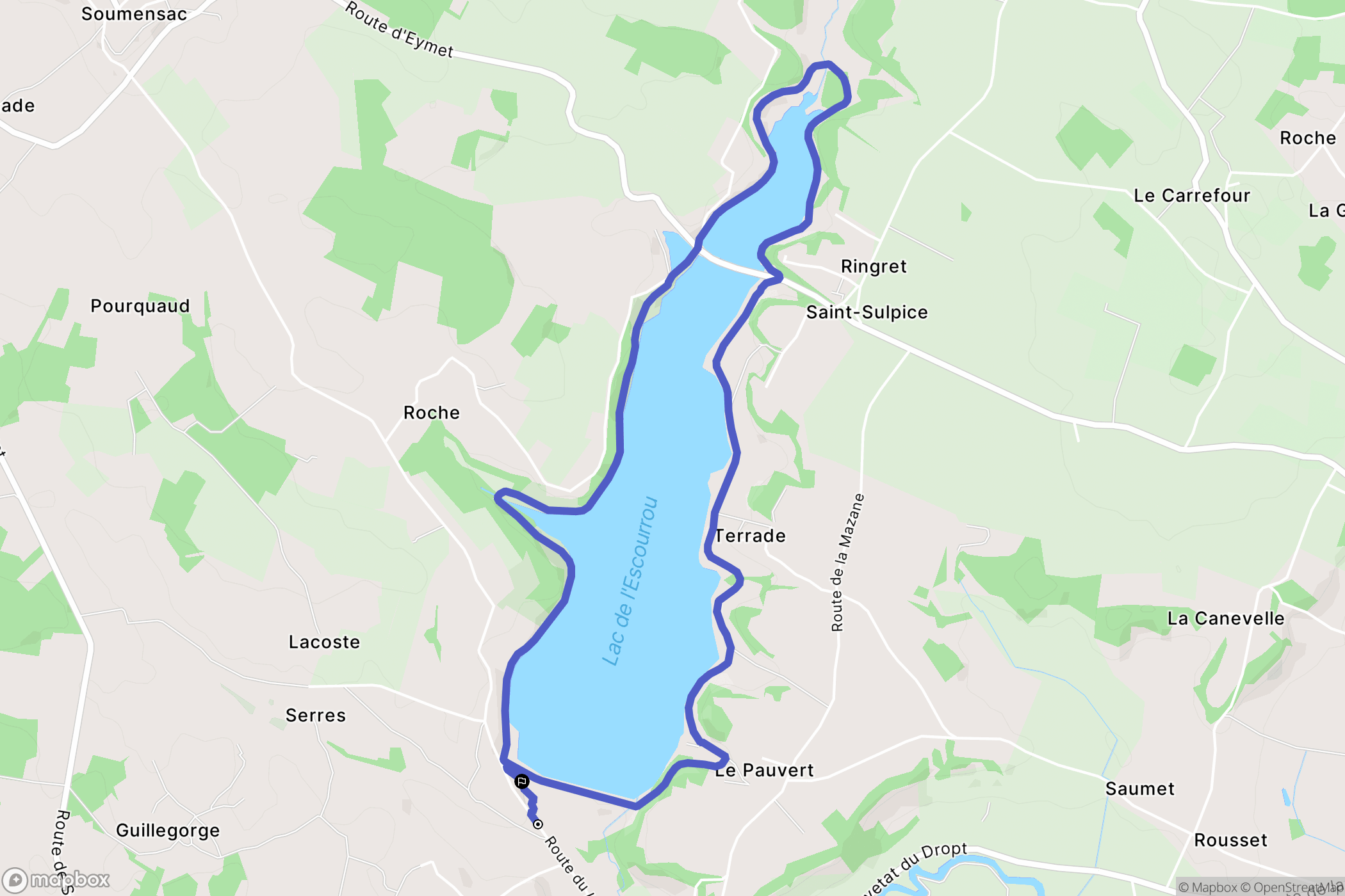 Soumensac : carte du parcours de randonnée - France