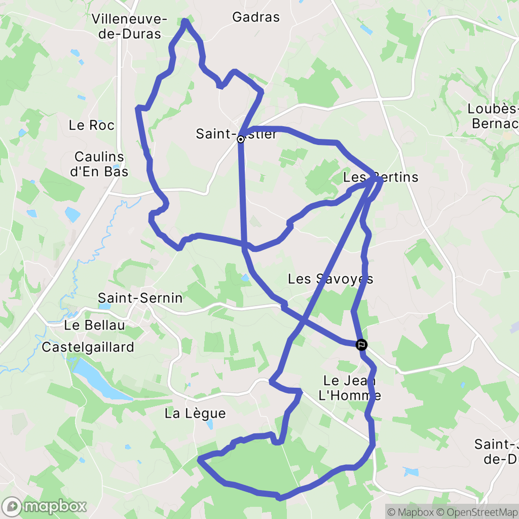 Saint Astier : carte du parcours de randonnée - France