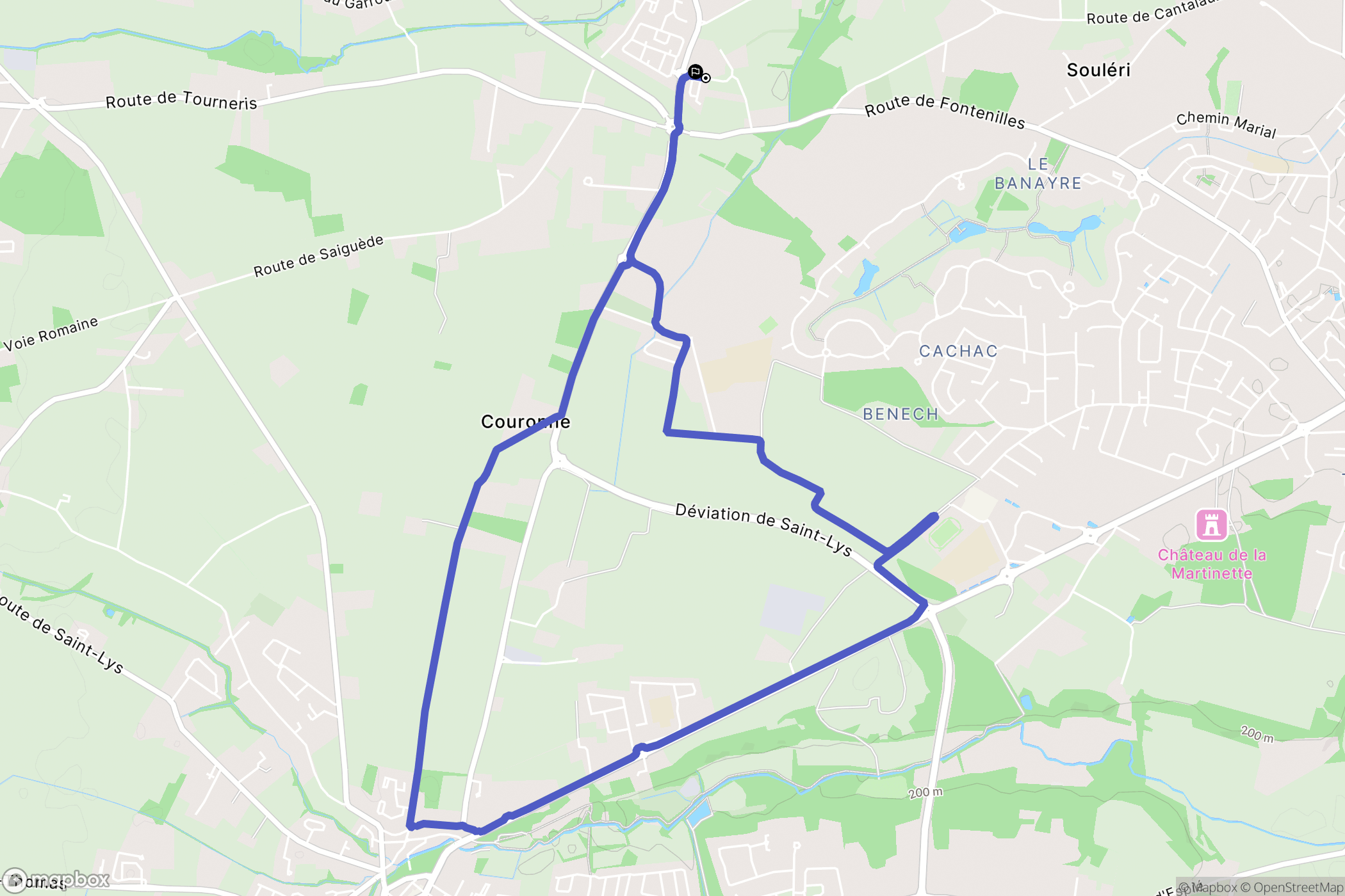 Fontenilles : carte du parcours de randonnée - France