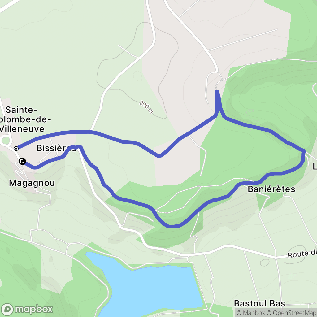 Sainte-Colombe-de-Villeneuve : carte du parcours de randonnée - France