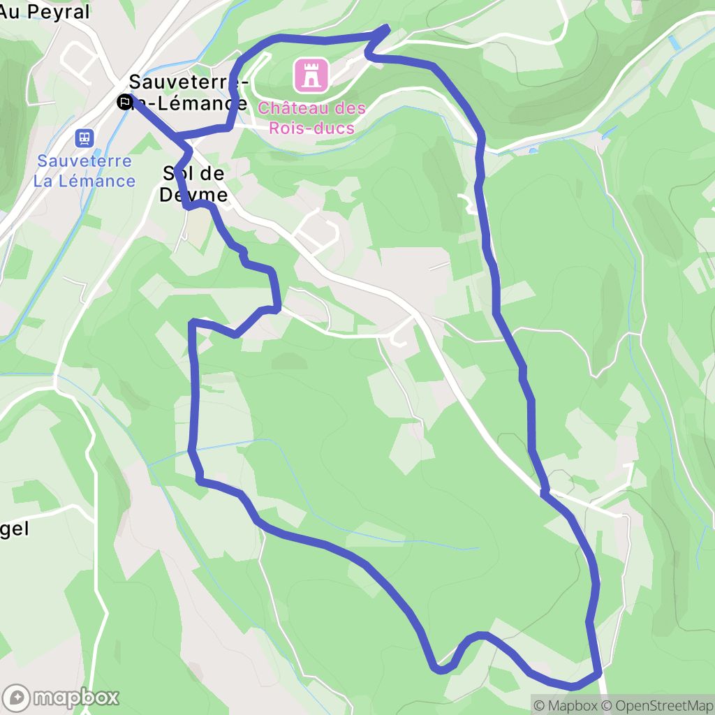 Sauveterre-la-Lémance : carte du parcours de randonnée - France