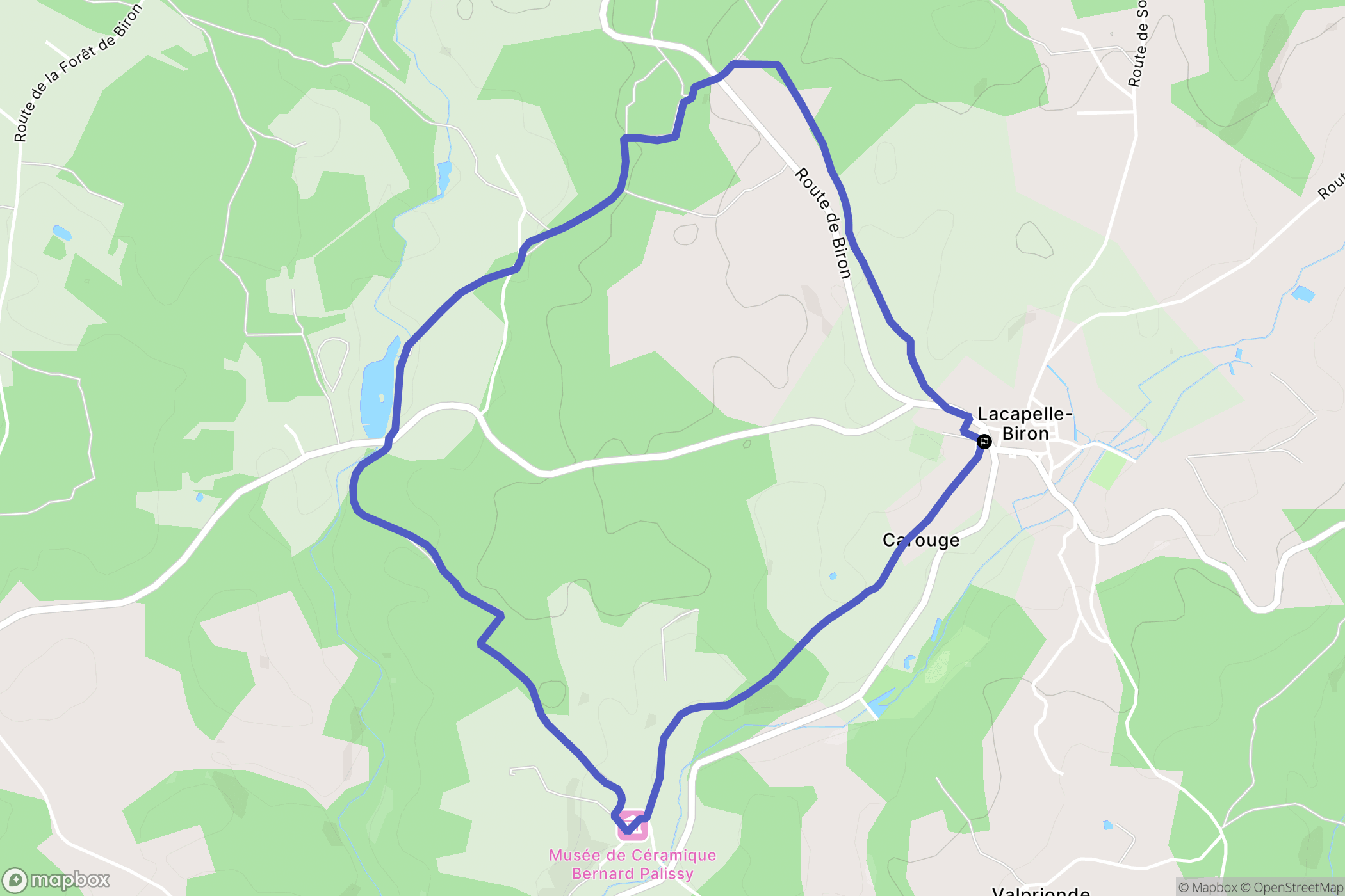 Lacapelle-Biron : carte du parcours de randonnée - France