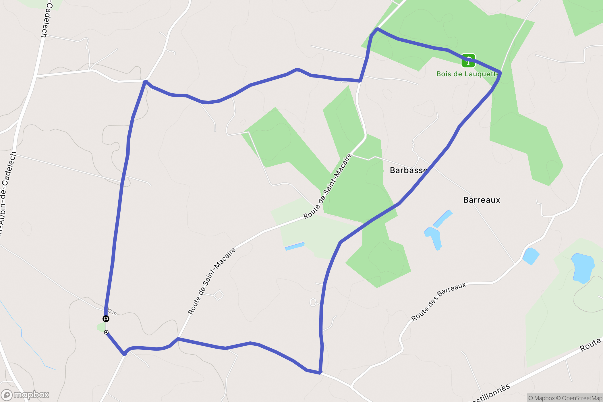 Lauzun : carte du parcours de randonnée - France