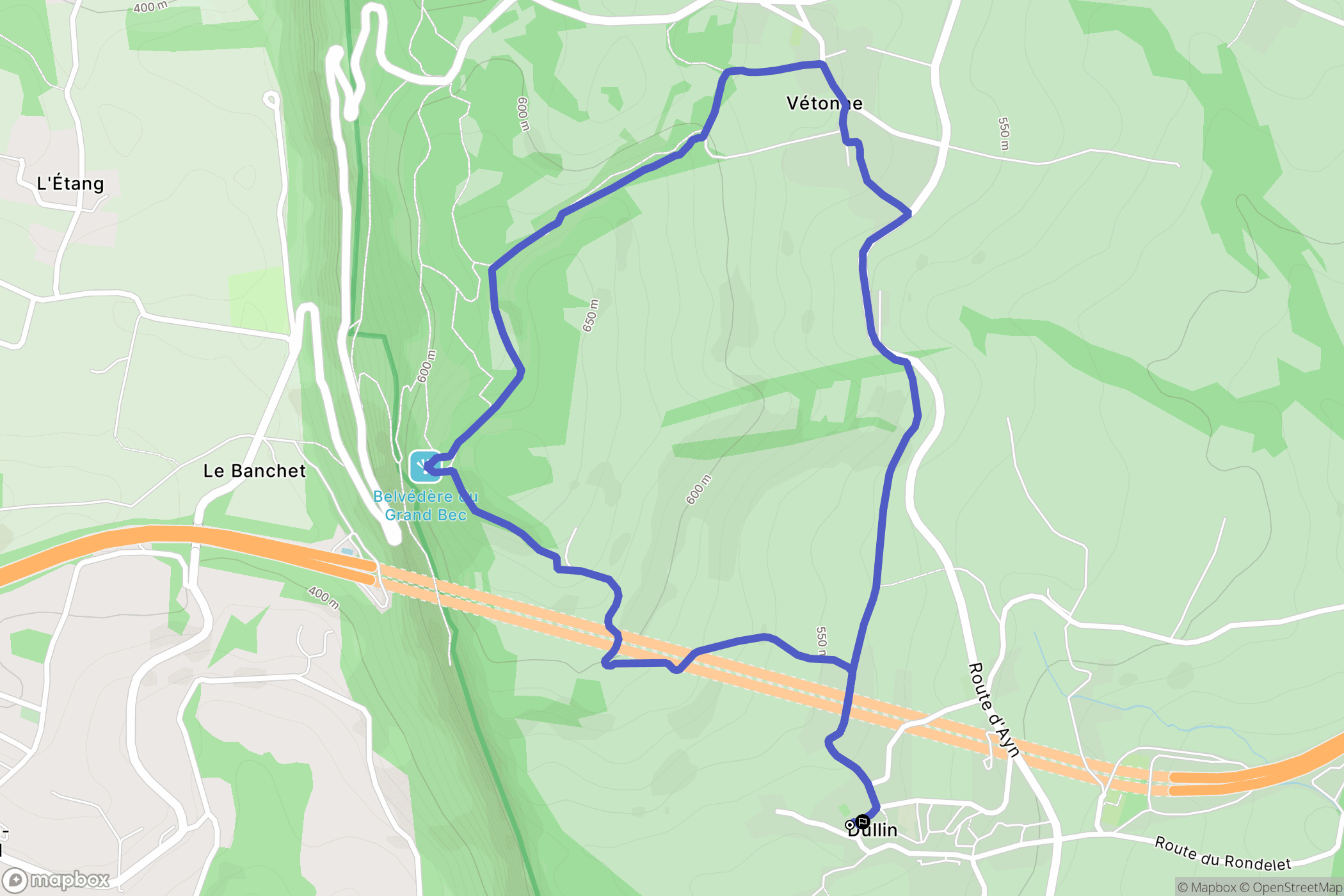 Dullin : carte du parcours de randonnée - France