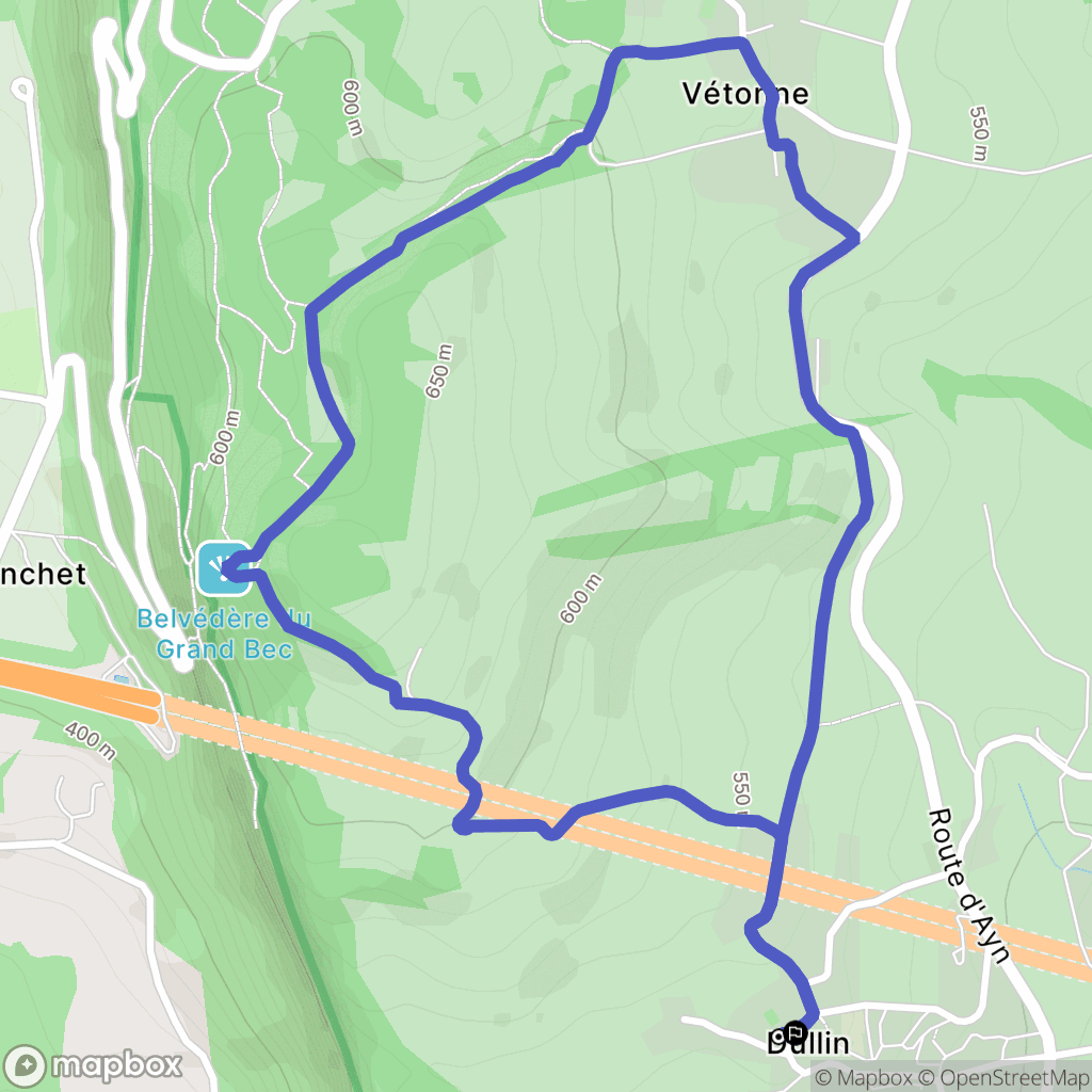 Dullin : carte du parcours de randonnée - France