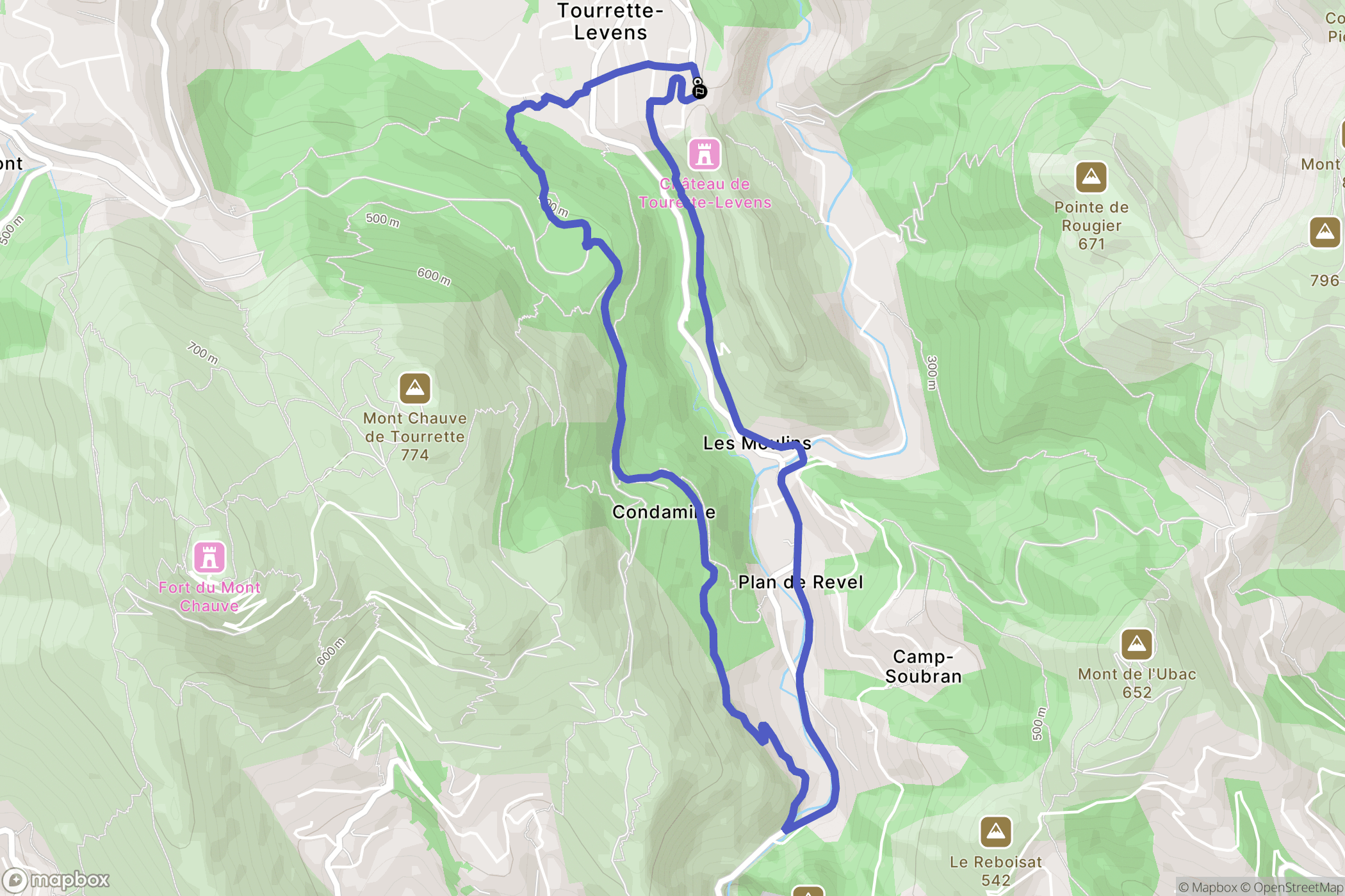 Tourrette-Levens : carte du parcours de randonnée - France