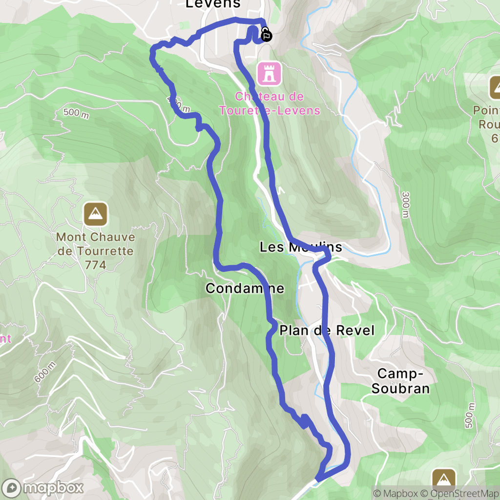 Tourrette-Levens : carte du parcours de randonnée - France