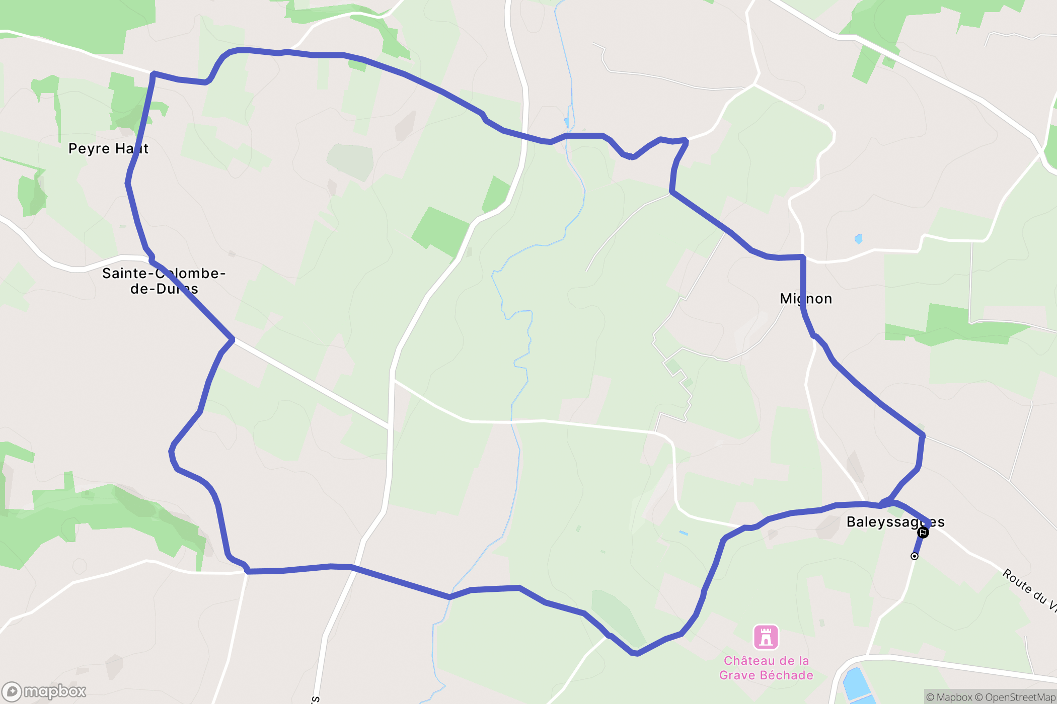 Baleyssagues : carte du parcours de randonnée - France