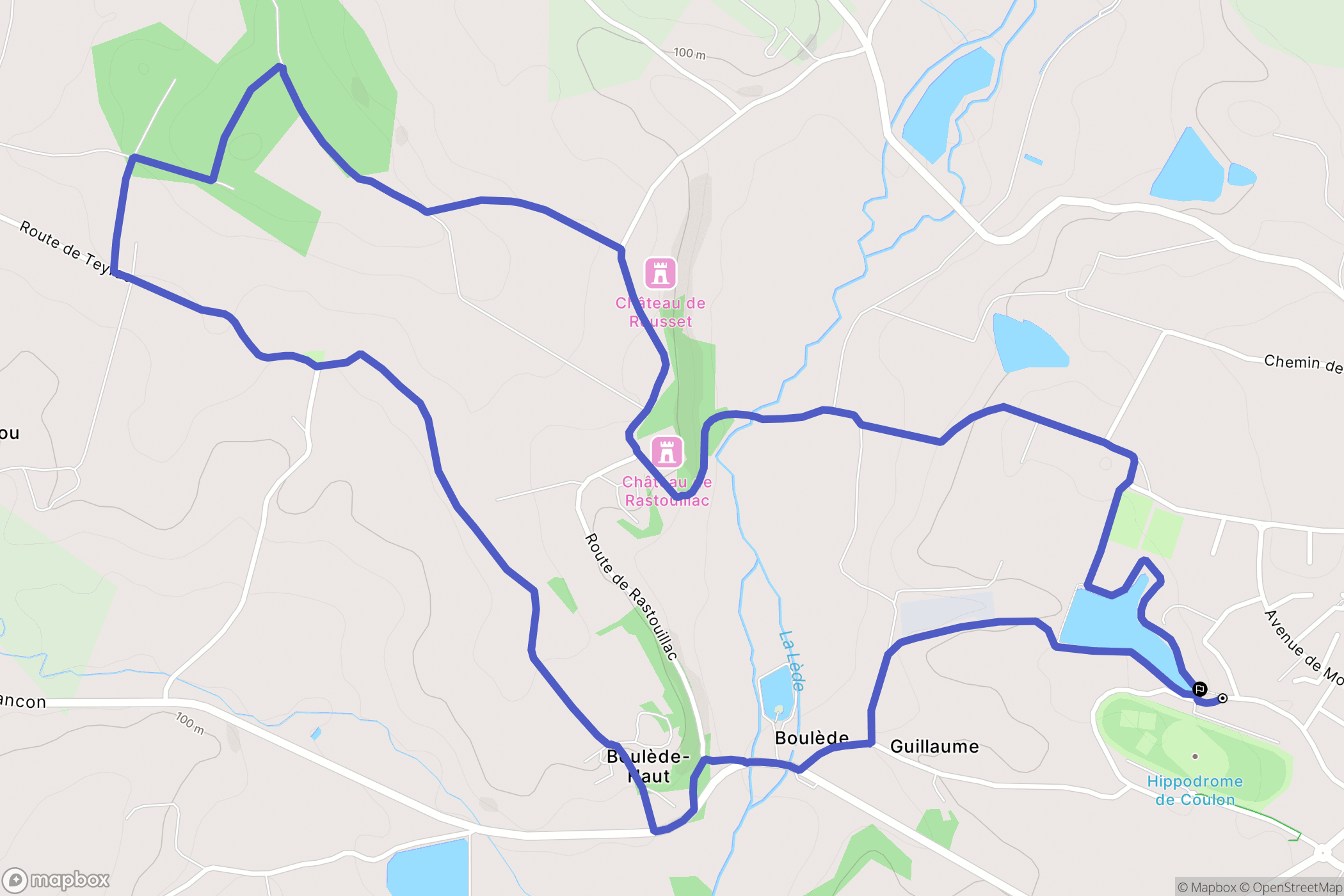 Monflanquin : carte du parcours de randonnée - France