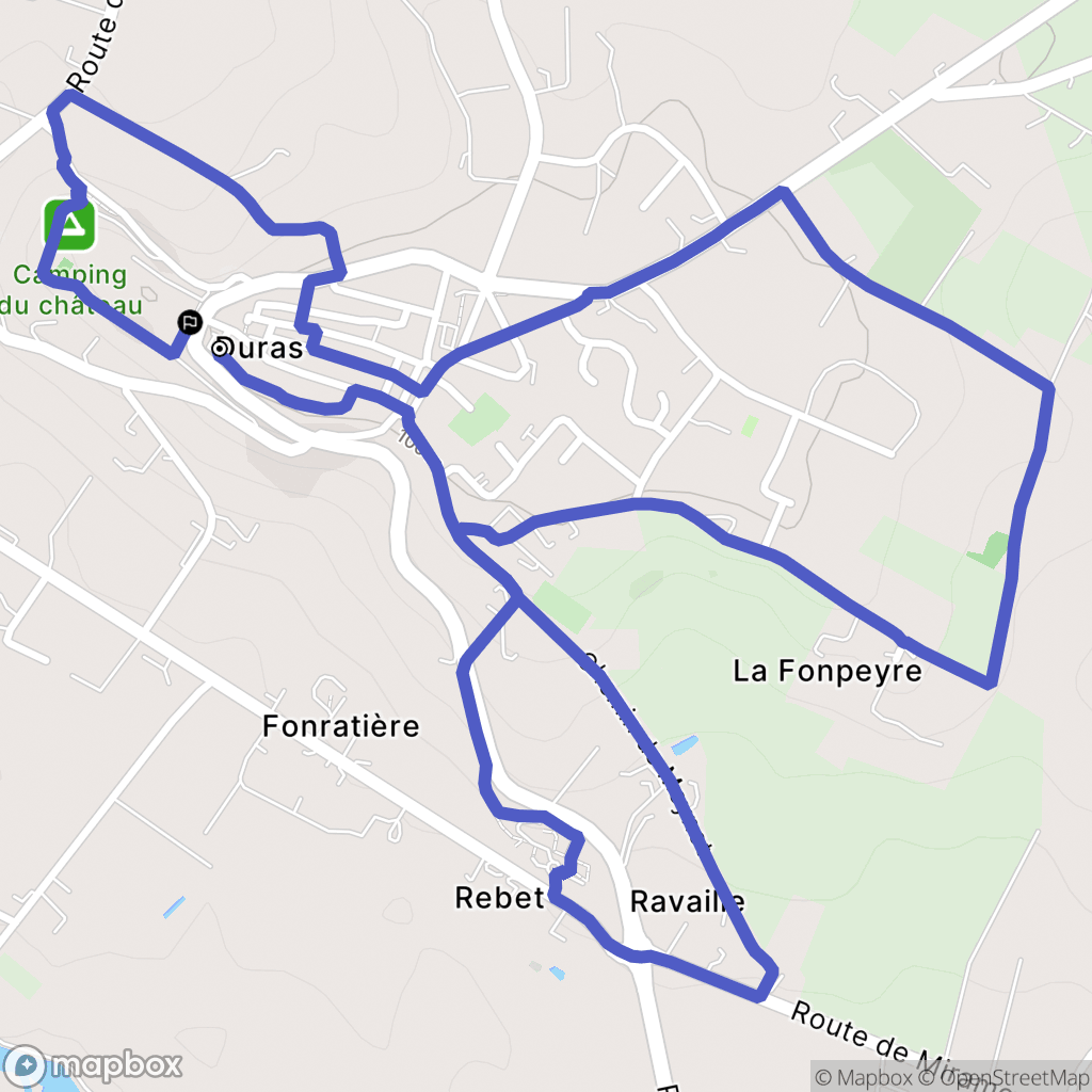Duras : carte du parcours de randonnée - France