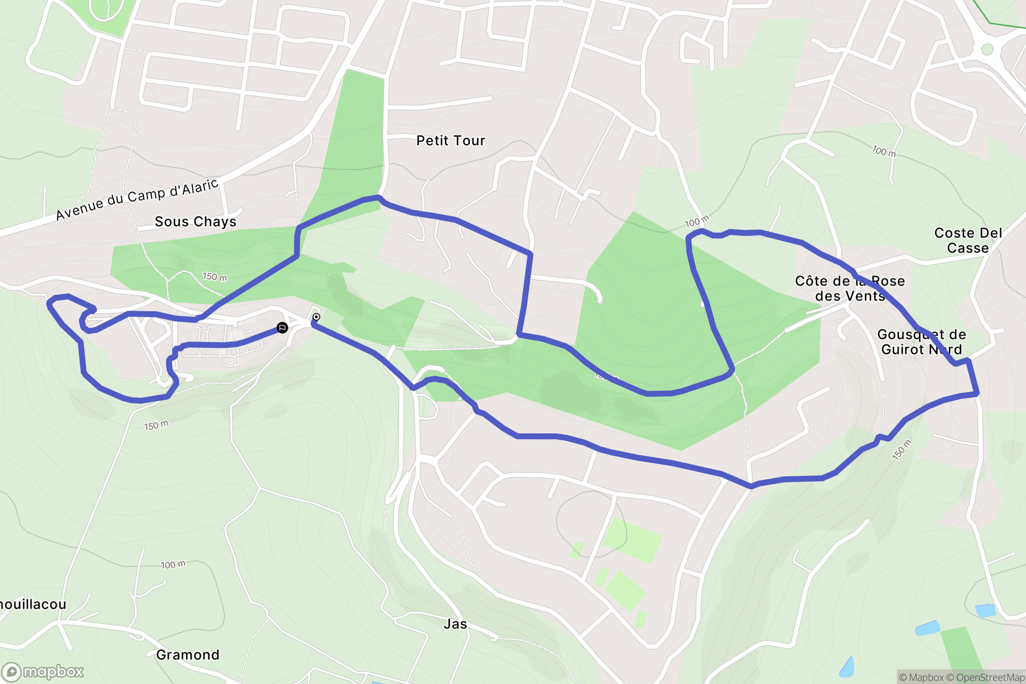 Pujols : carte du parcours de randonnée - France