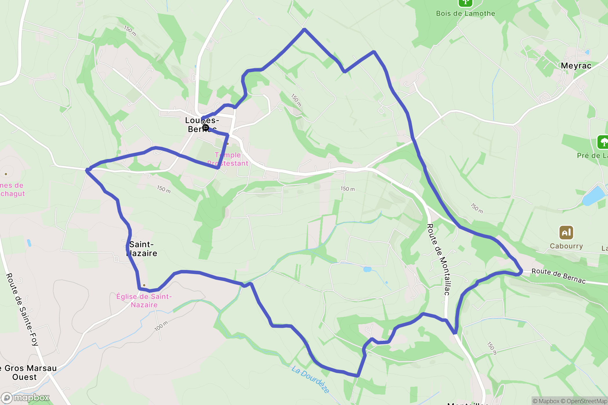 Loubès-Bernac : carte du parcours de randonnée - France
