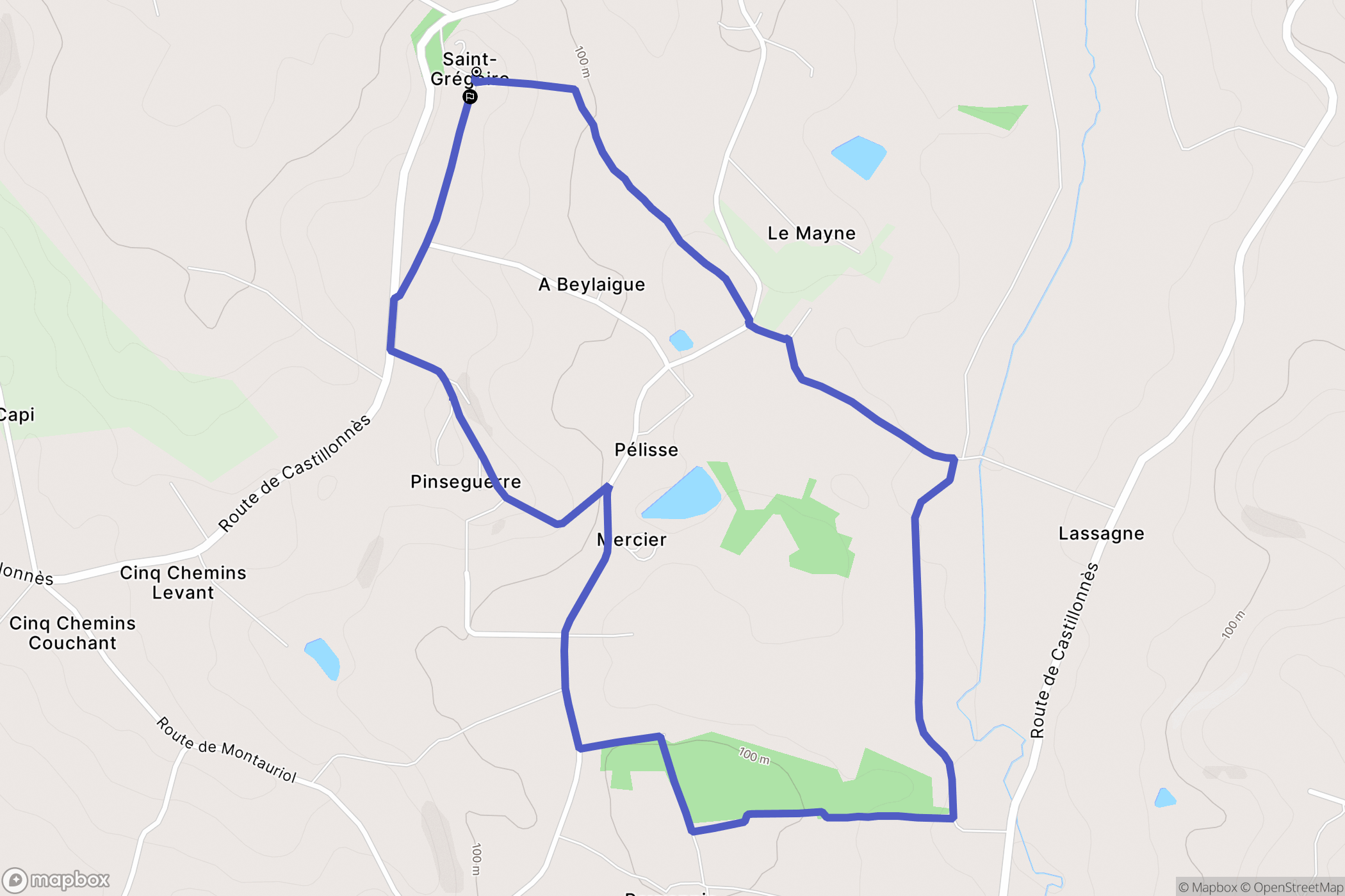 Saint-Grégoire : carte du parcours de randonnée - France