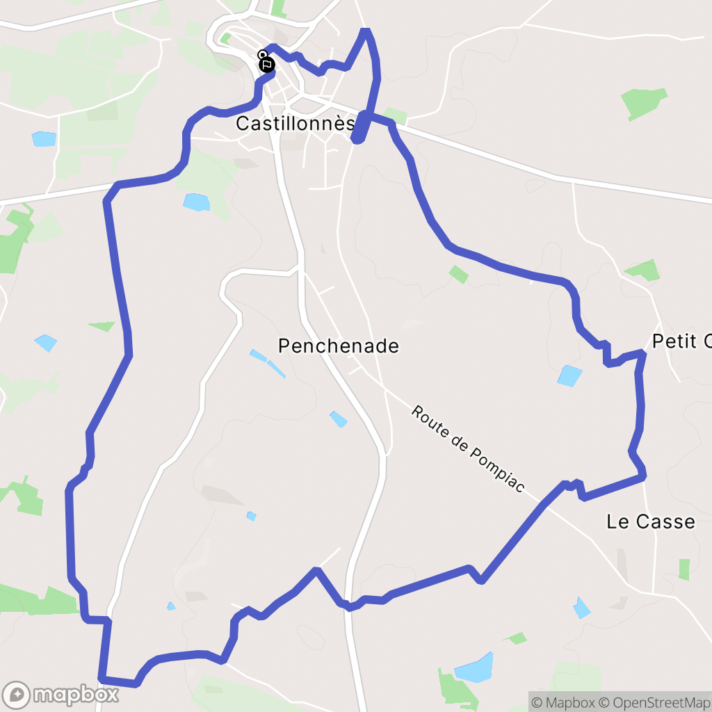 Castillonnès : carte du parcours de randonnée - France