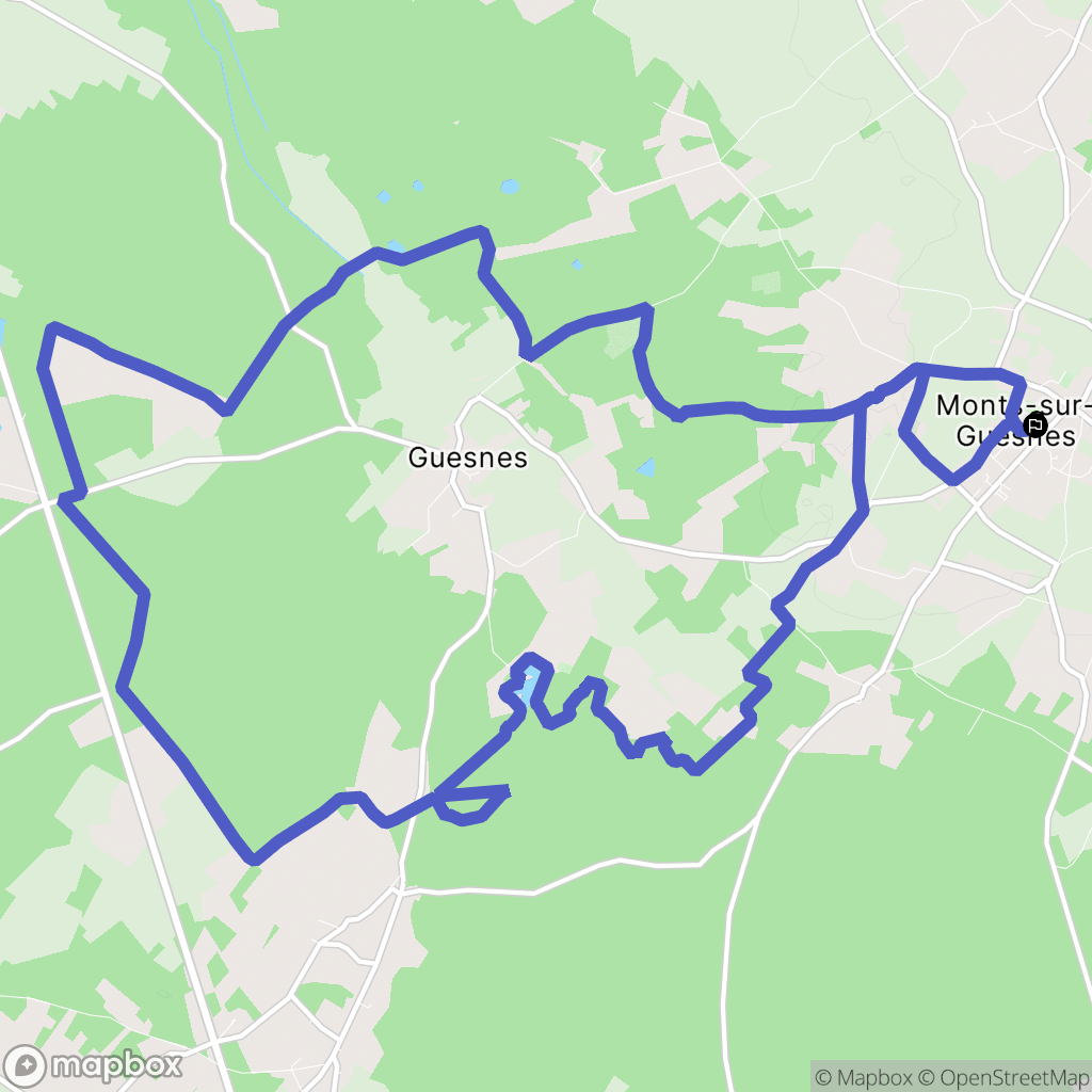 Monts-sur-Guesnes : carte du parcours de randonnée - France