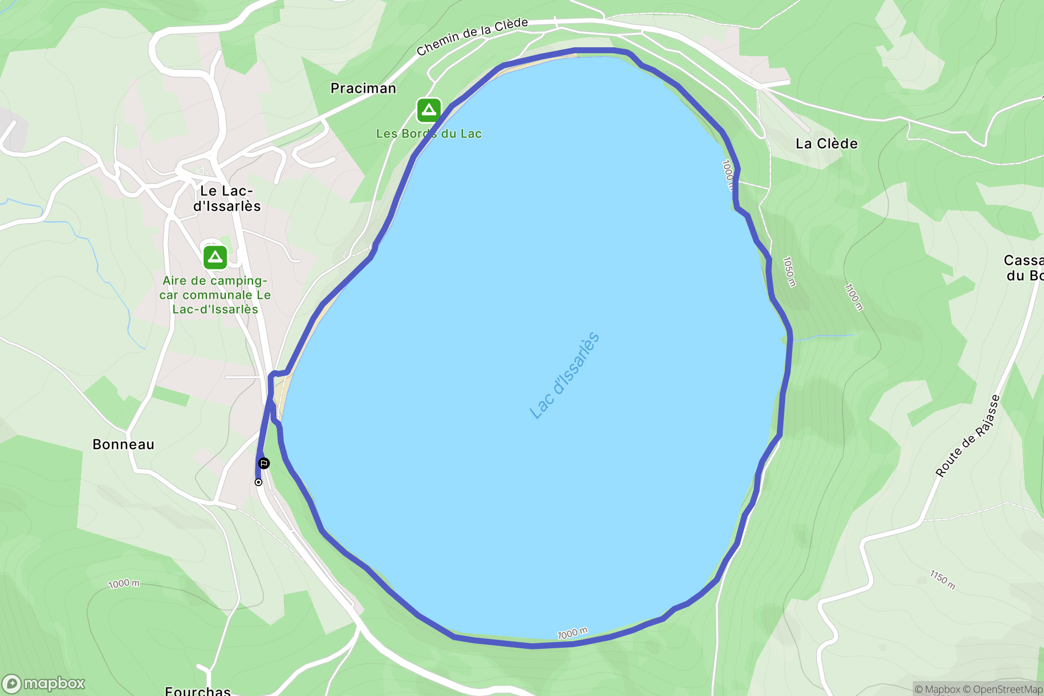 Issarlès : carte du parcours de randonnée - France