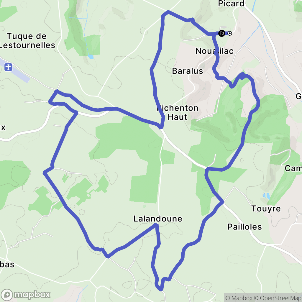 Nouaillac : carte du parcours de randonnée - France