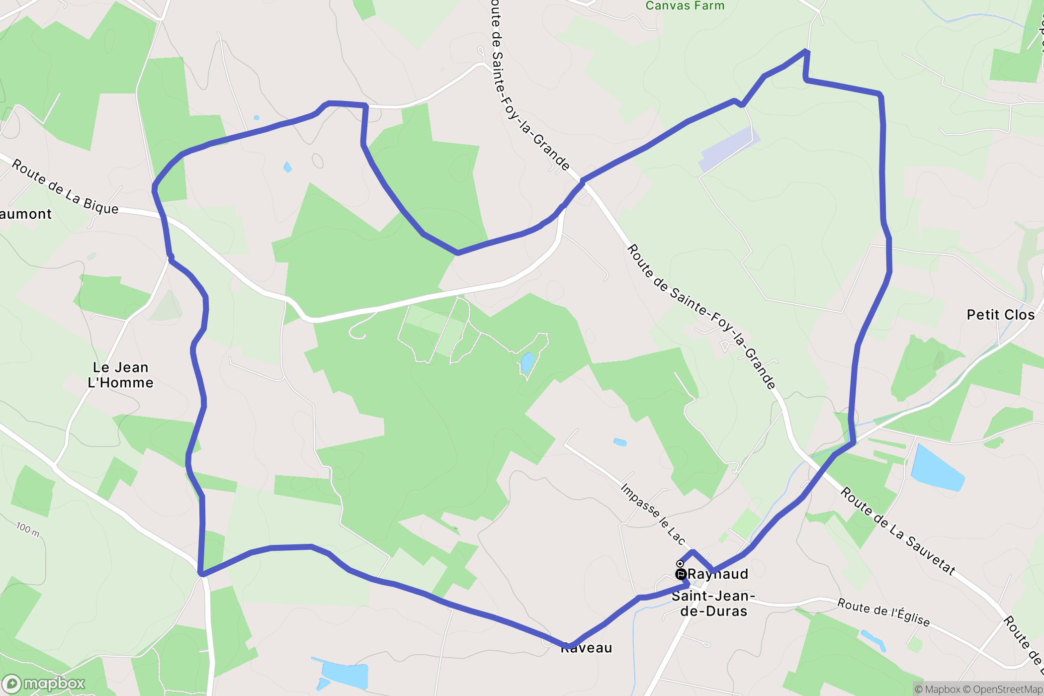Saint-Jean-de-Duras : carte du parcours de randonnée - France