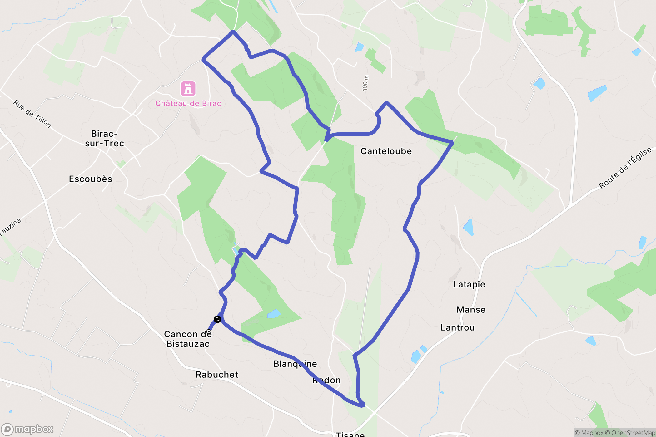 Bistauzac : carte du parcours de randonnée - France