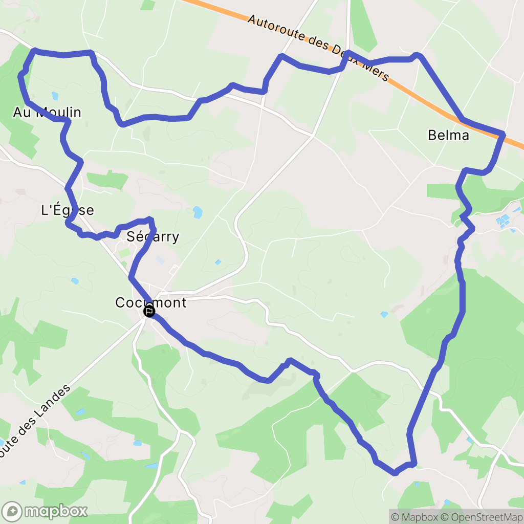 Cocumont : carte du parcours de randonnée - France
