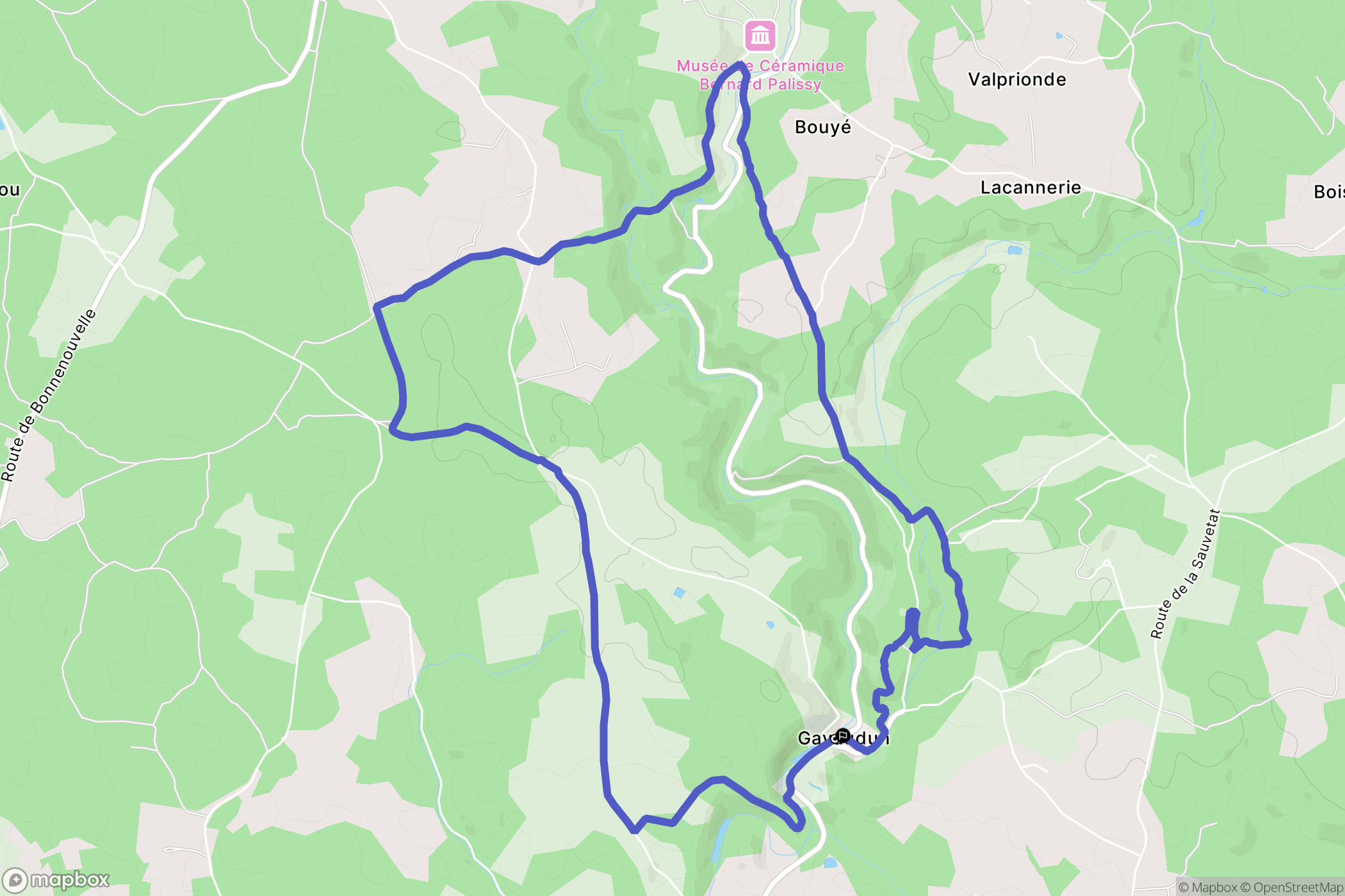 Gavaudun : carte du parcours de randonnée - France