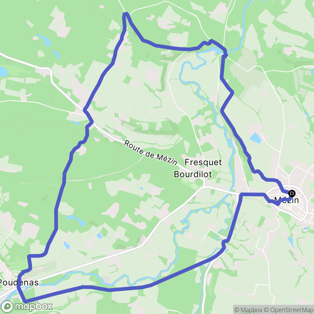 Mézin : carte du parcours de randonnée - France