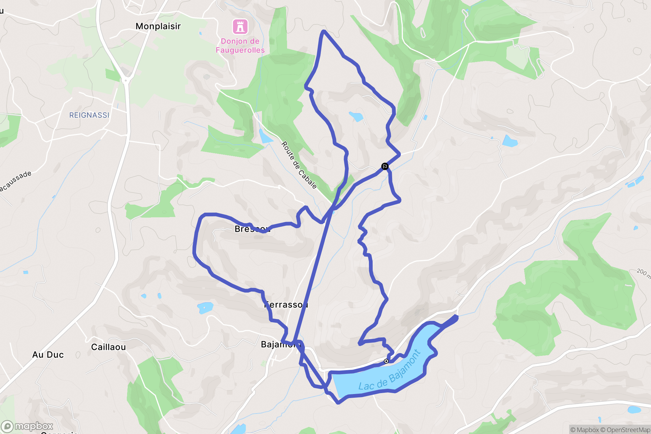 Bajamont : carte du parcours de randonnée - France