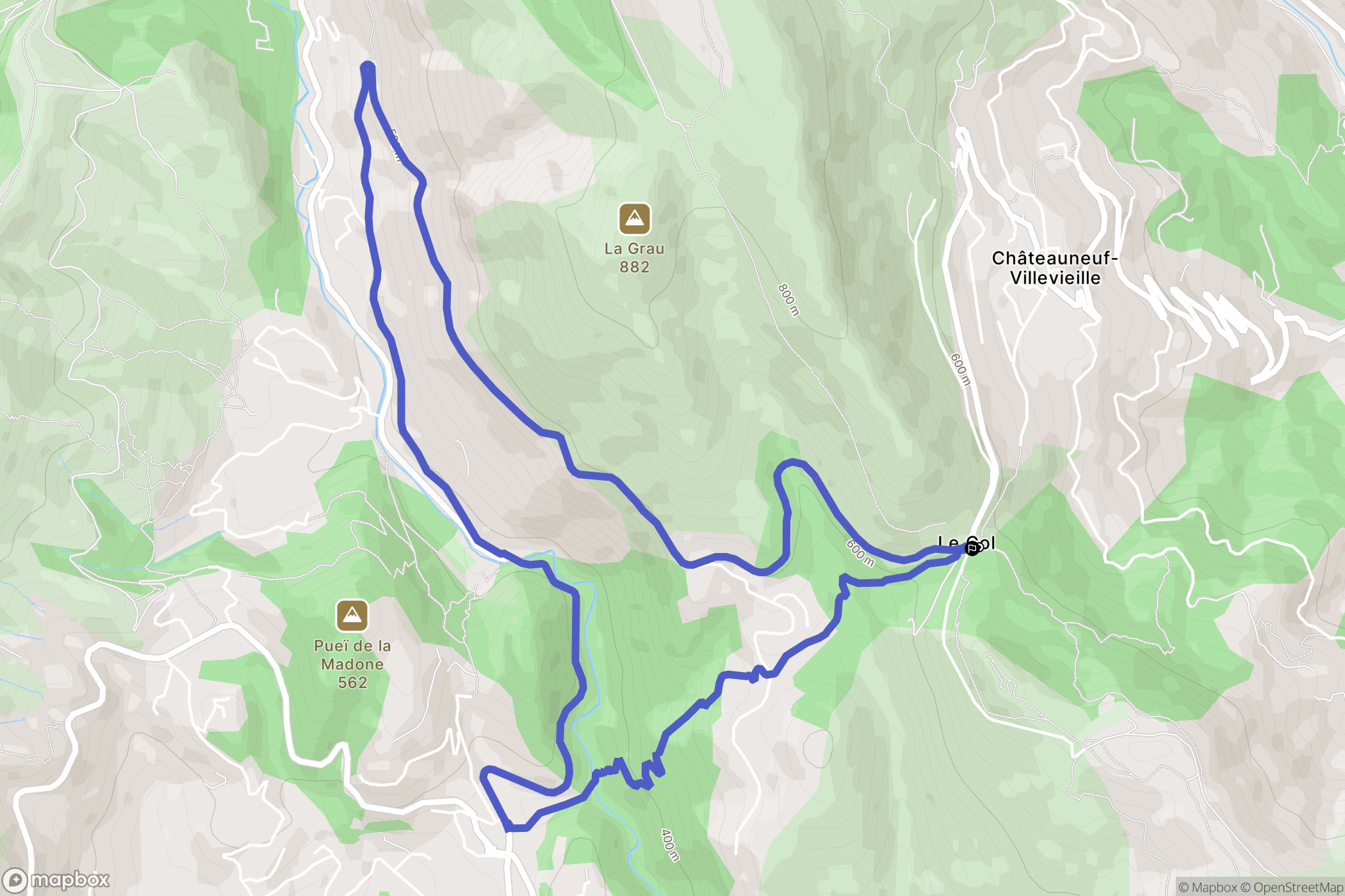 Châteauneuf-Villevieille : carte du parcours de randonnée - France