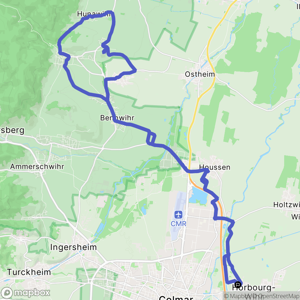 Horbourg-Wihr : carte du parcours de randonnée - France