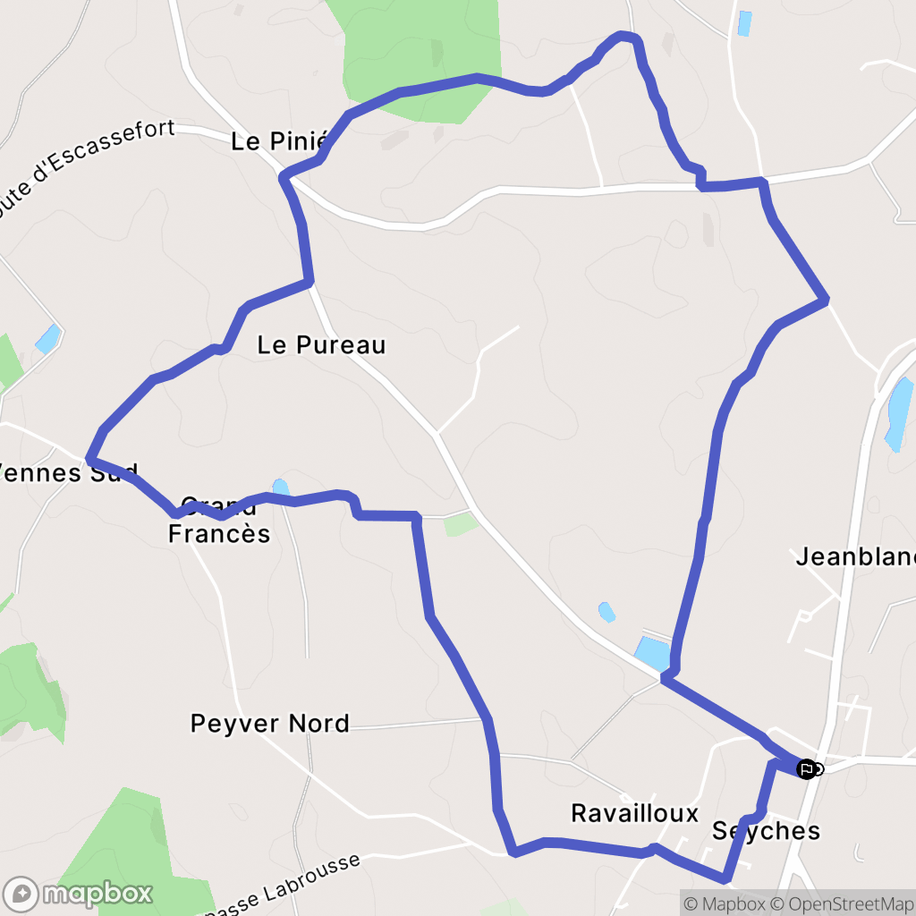Seyches : carte du parcours de randonnée - France