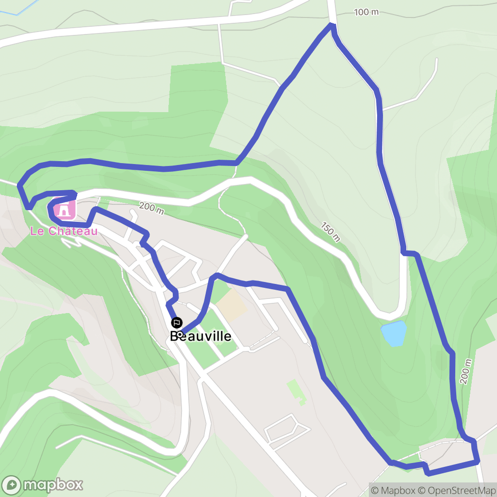 Beauville : carte du parcours de randonnée - France
