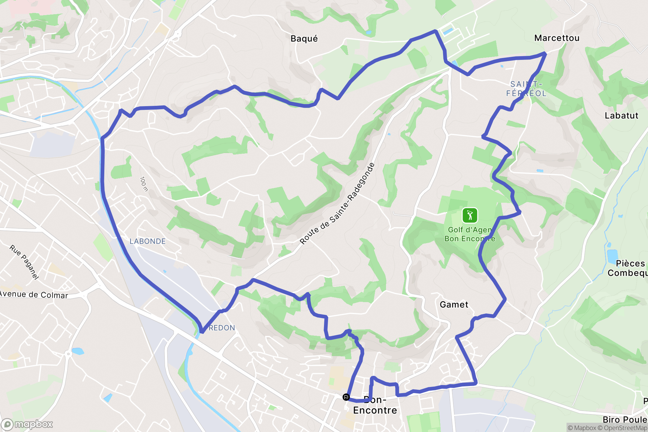 Bon-Encontre : carte du parcours de randonnée - France