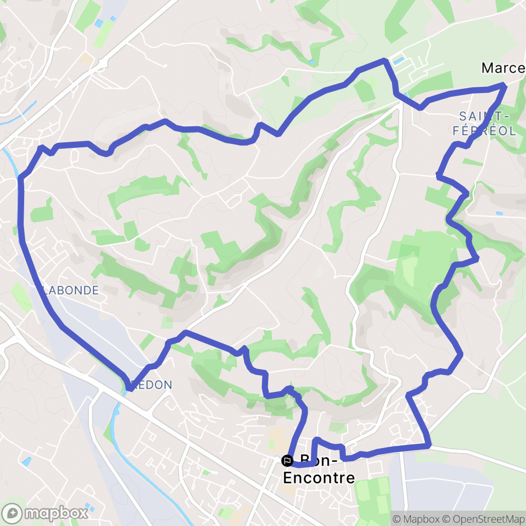 Bon-Encontre : carte du parcours de randonnée - France