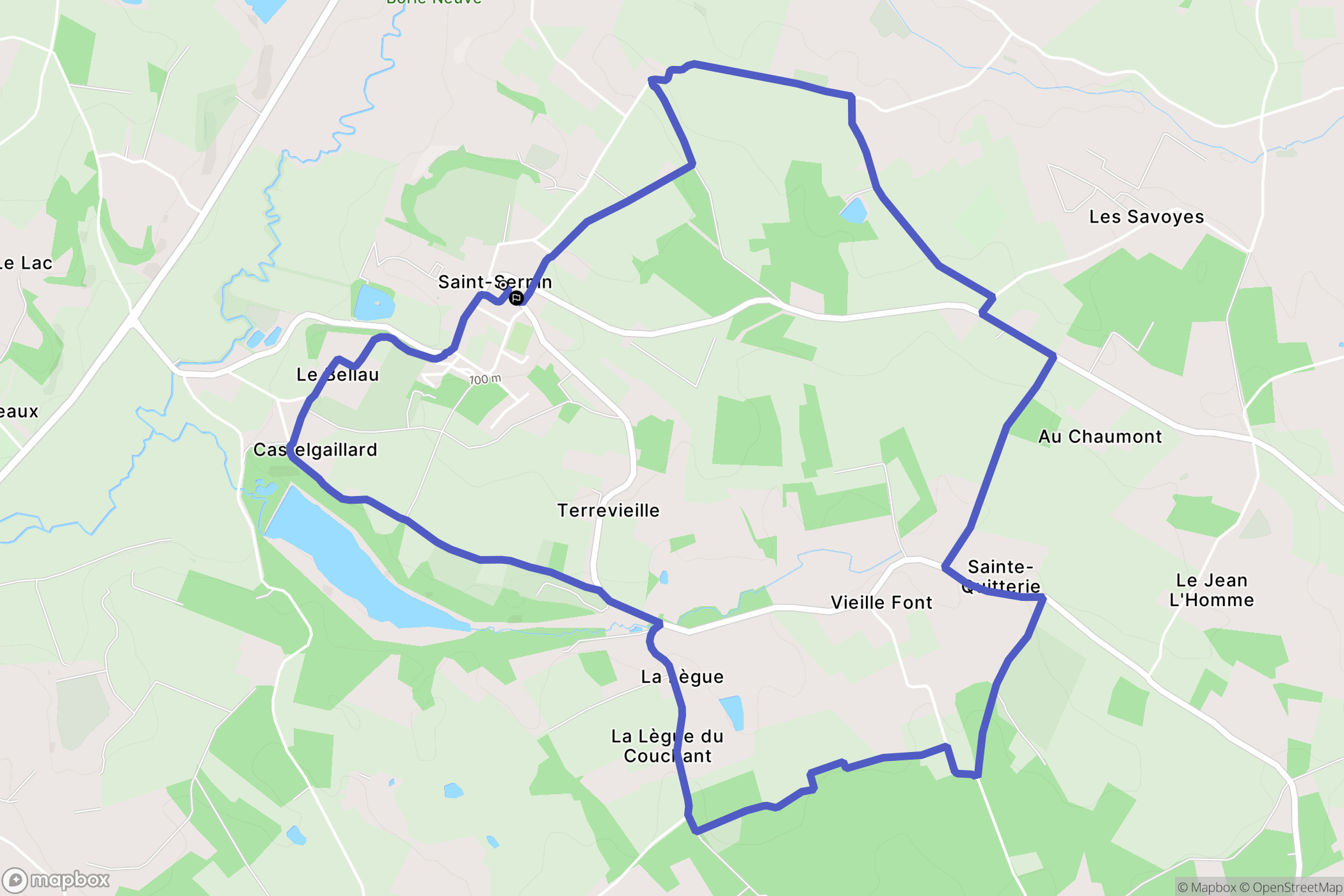 Saint-Sernin-de-Duras : carte du parcours de randonnée - France