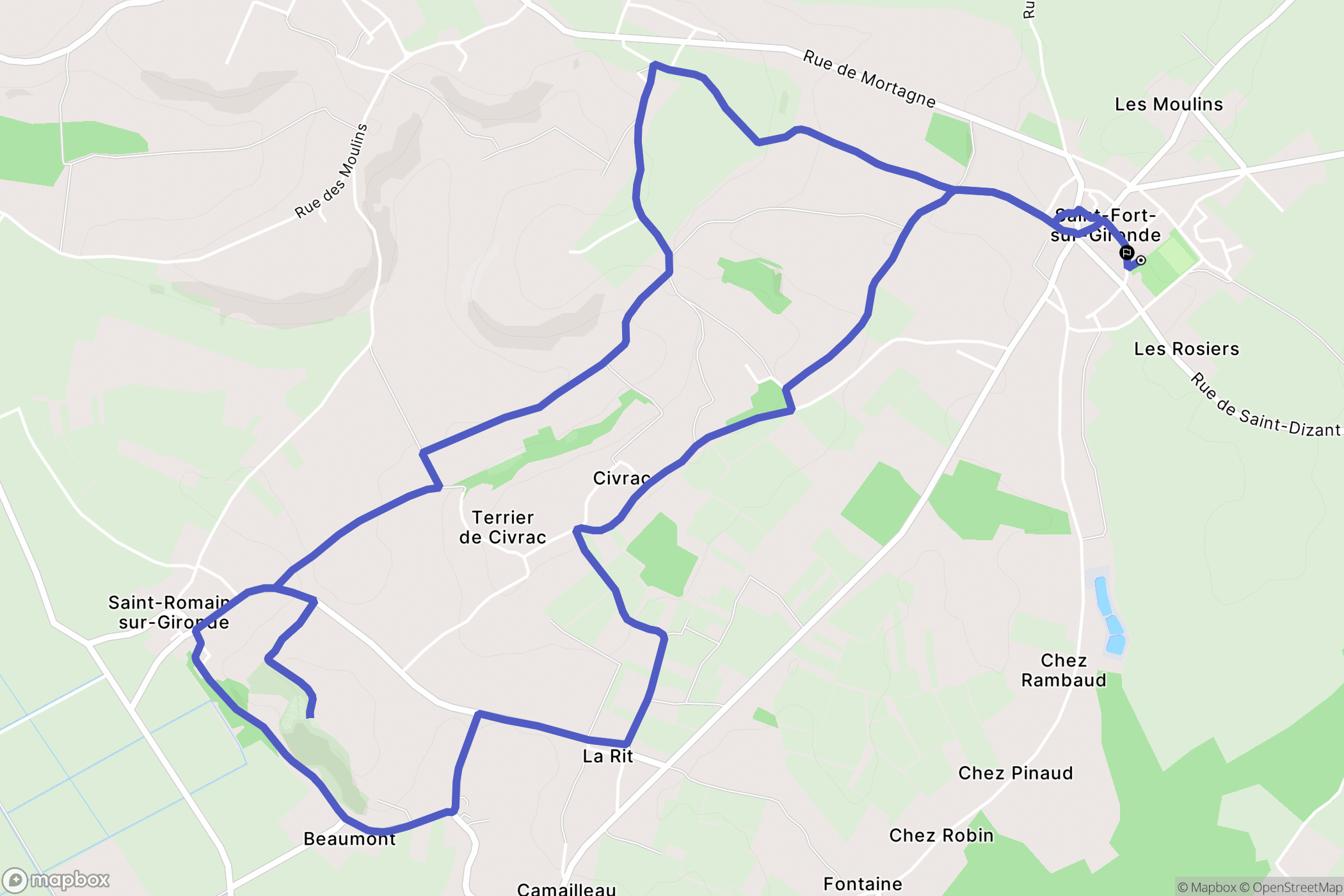 Saint-Fort-sur-Gironde : carte du parcours de randonnée - France