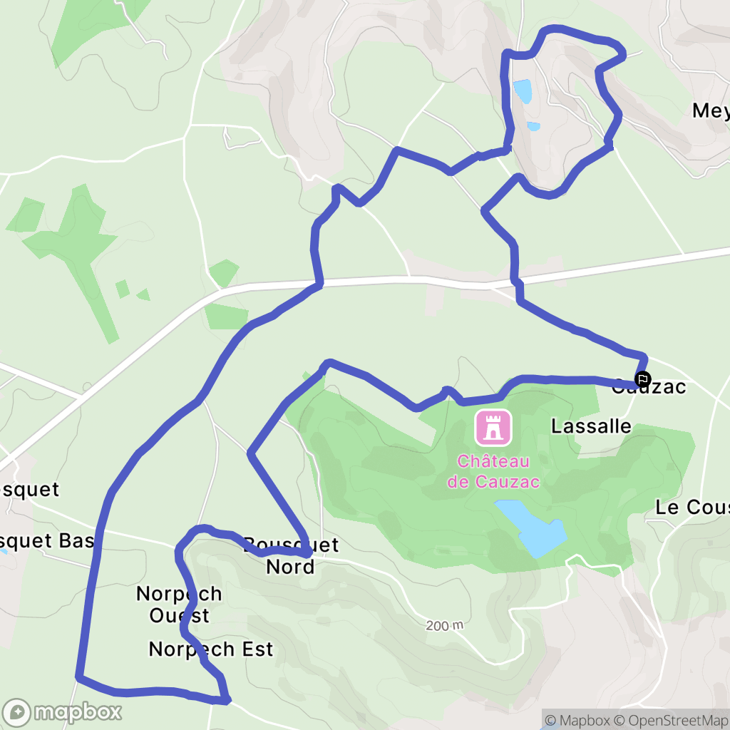 Cauzac : carte du parcours de randonnée - France