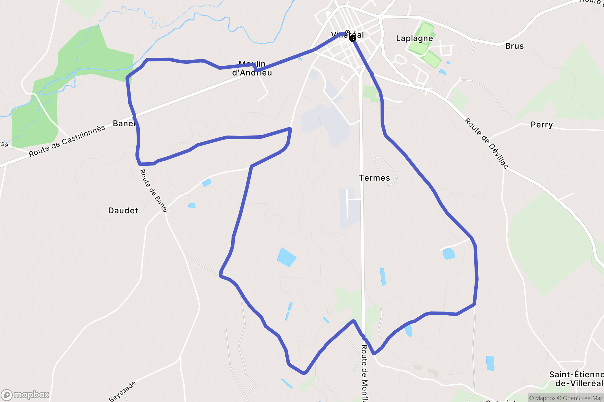Villeréal : carte du parcours de randonnée - France