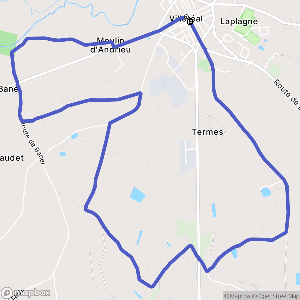 Villeréal : carte du parcours de randonnée - France
