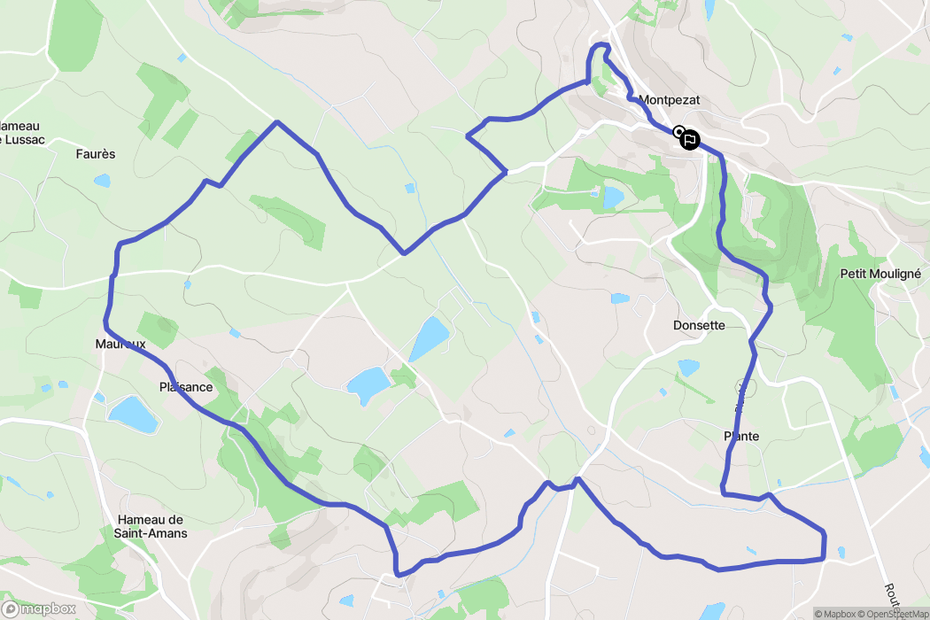 Montpezat-d'Agenais : carte du parcours de randonnée - France