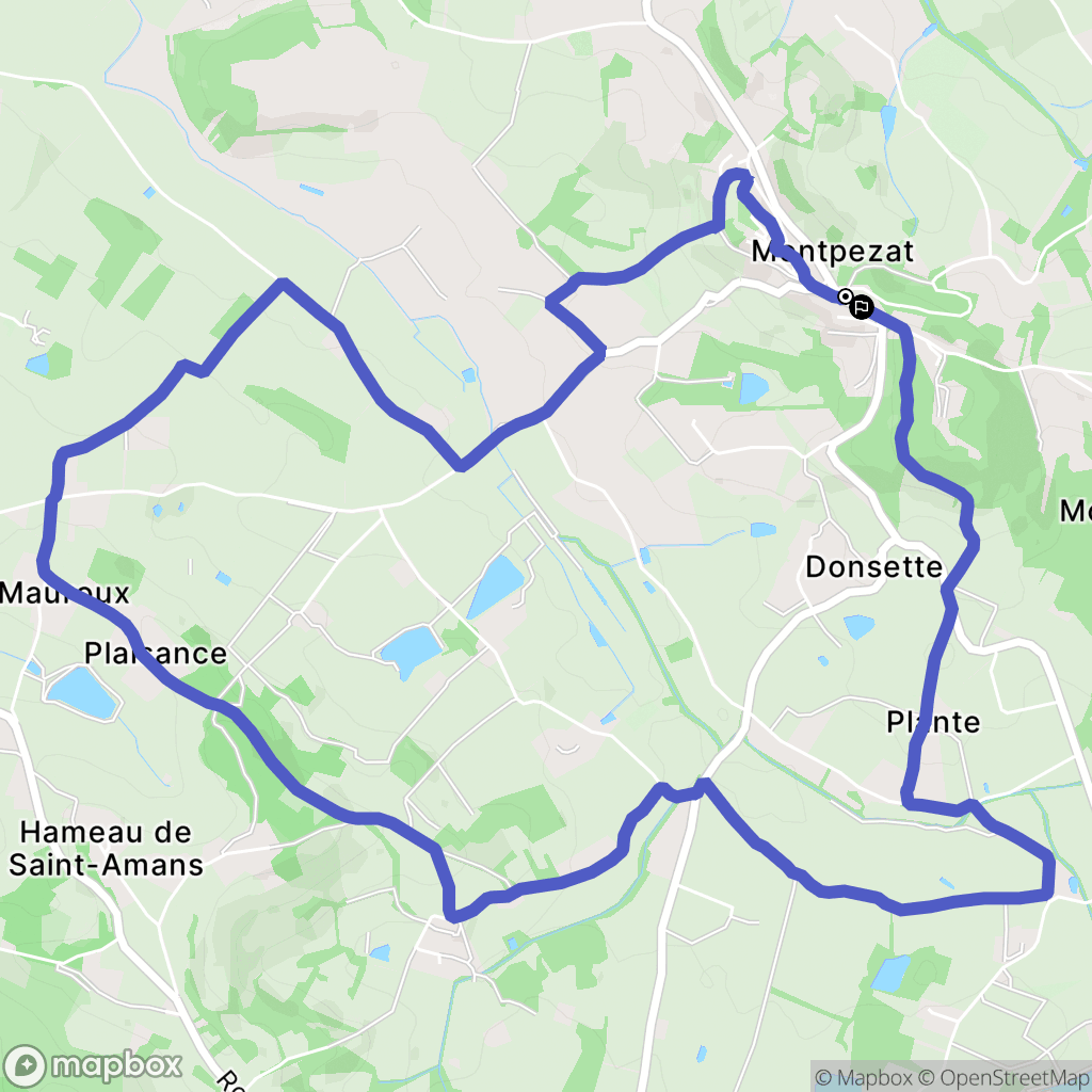 Montpezat-d'Agenais : carte du parcours de randonnée - France
