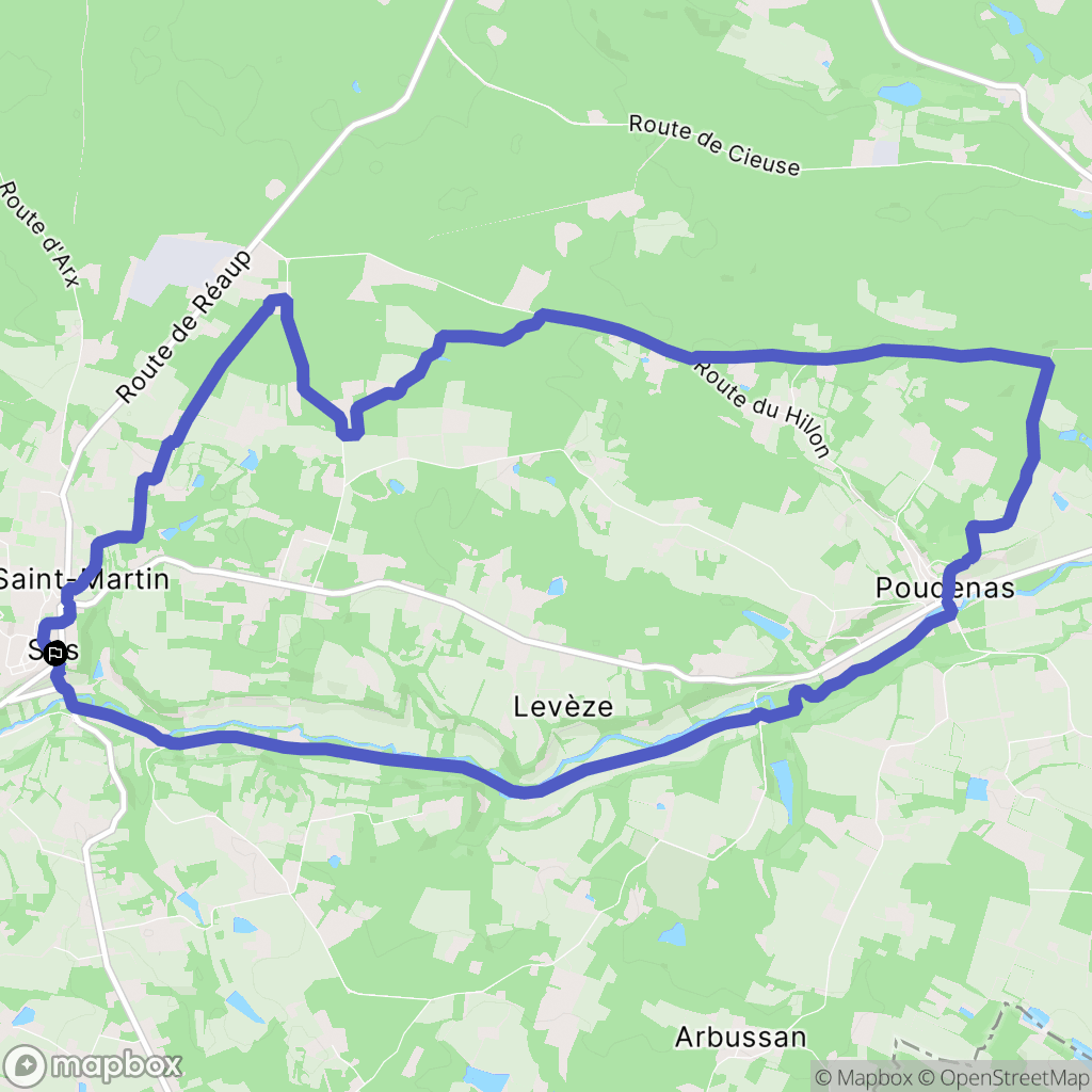 Sos : carte du parcours de randonnée - France