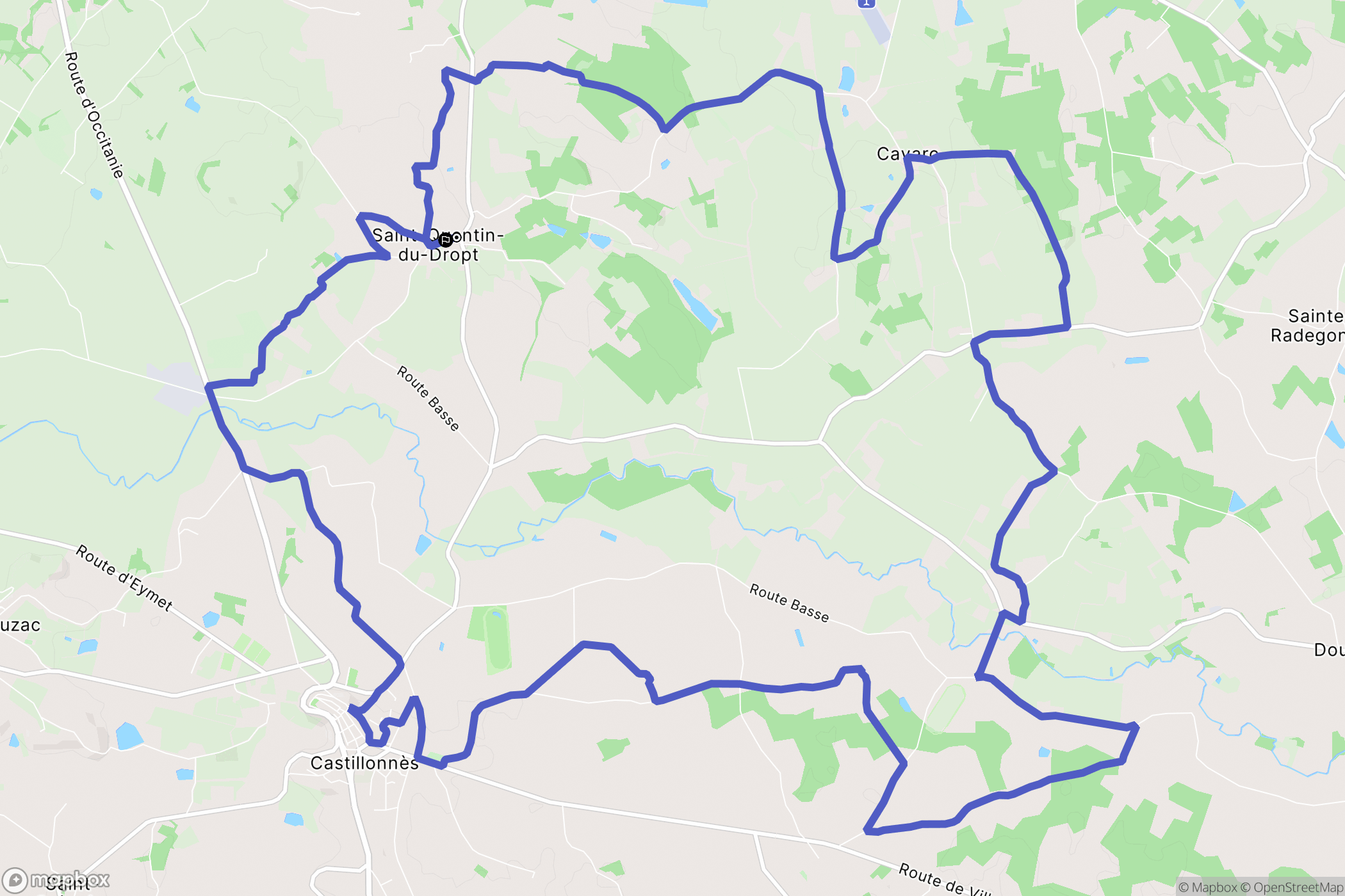 Saint-Quentin-du-Dropt : carte du parcours de randonnée - France