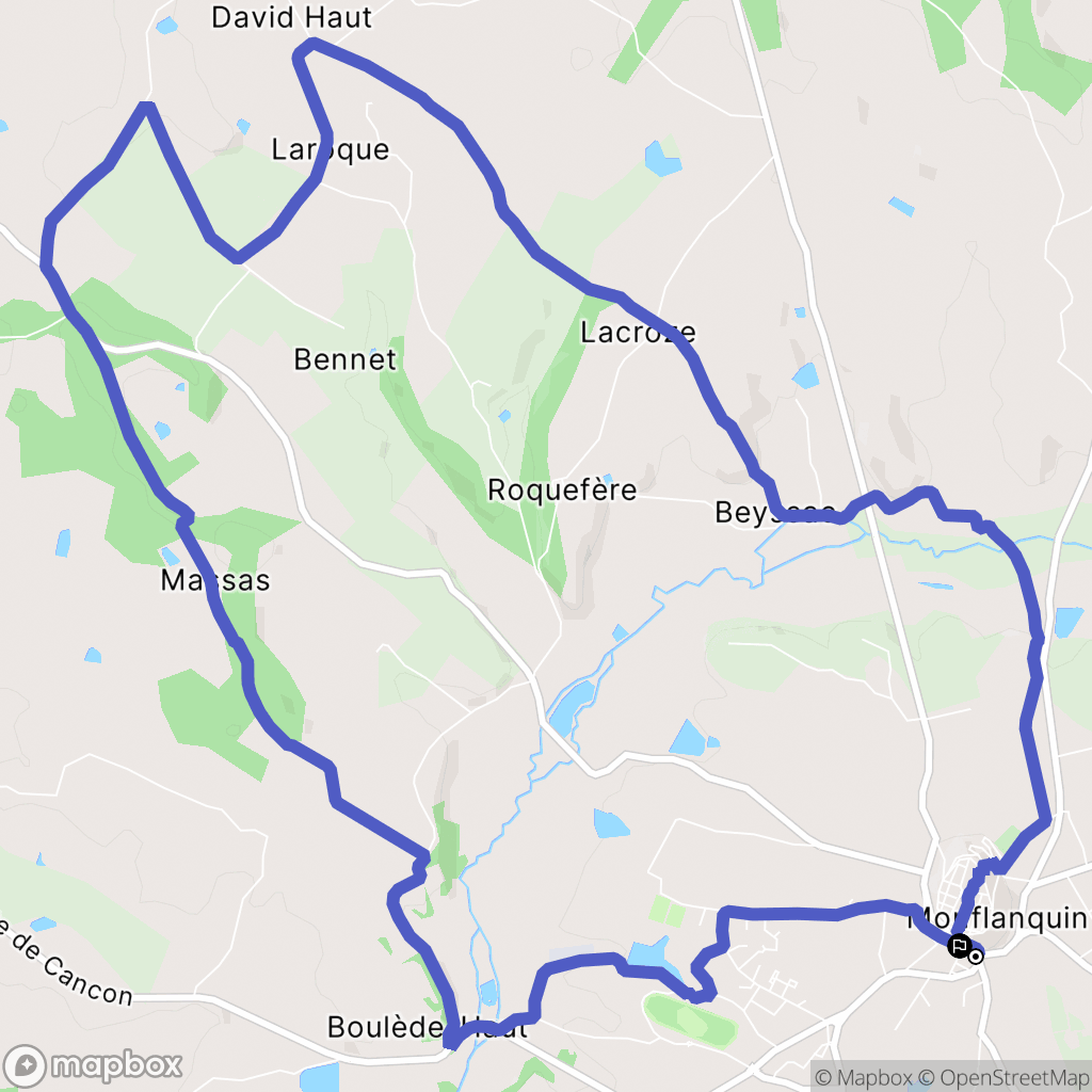 Monflanquin : carte du parcours de randonnée - France