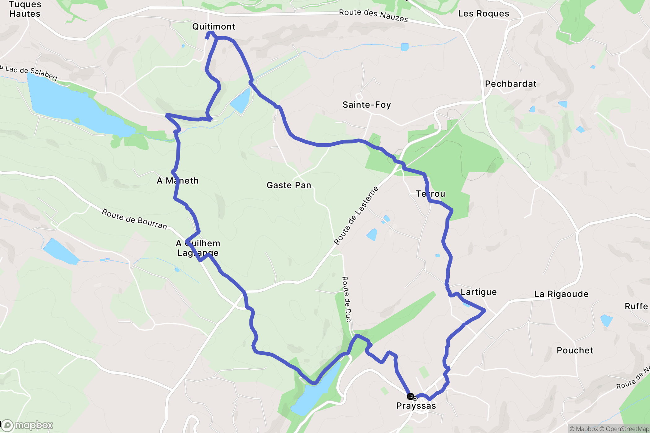 Prayssas : carte du parcours de randonnée - France