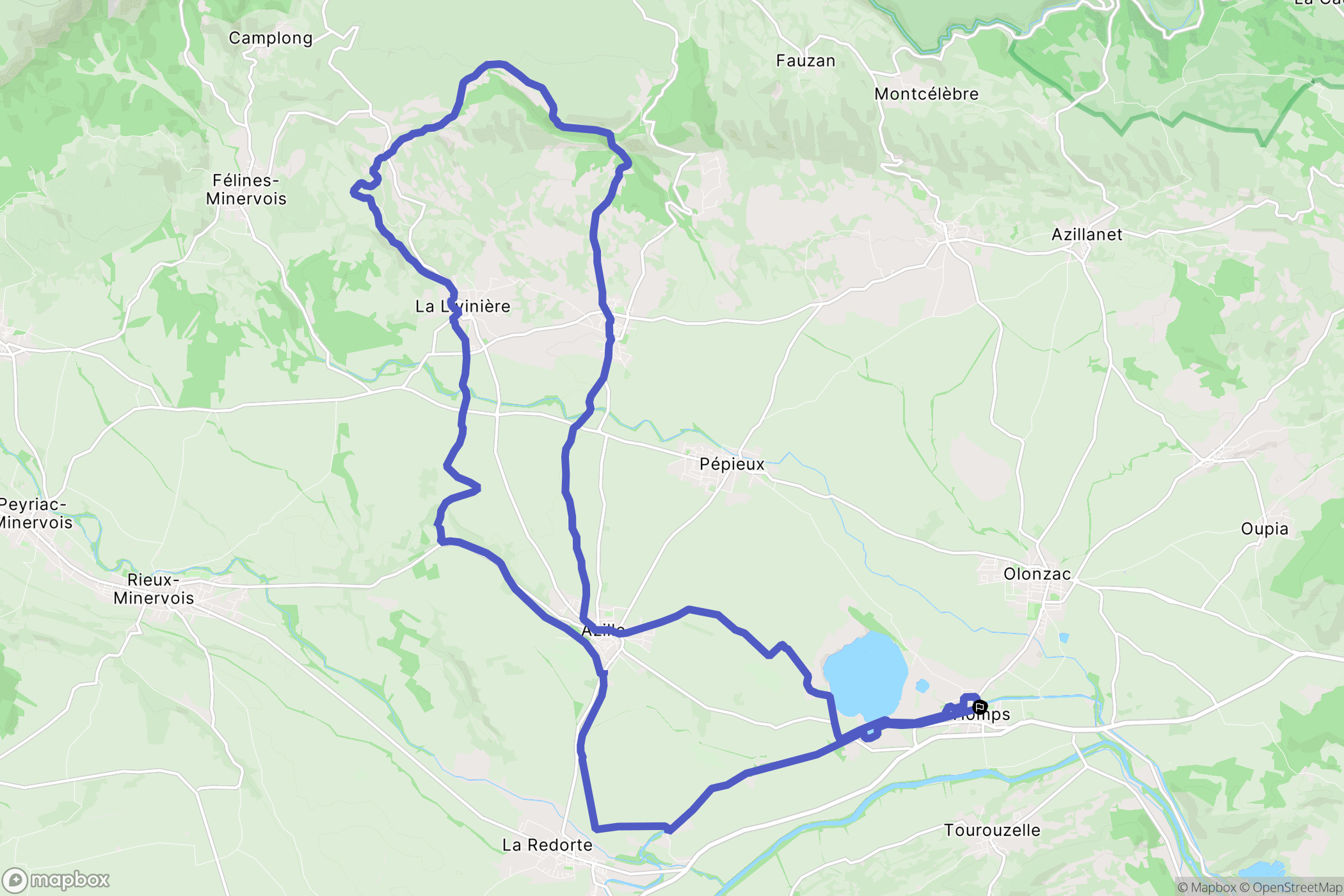 Homps : carte du parcours de randonnée - France