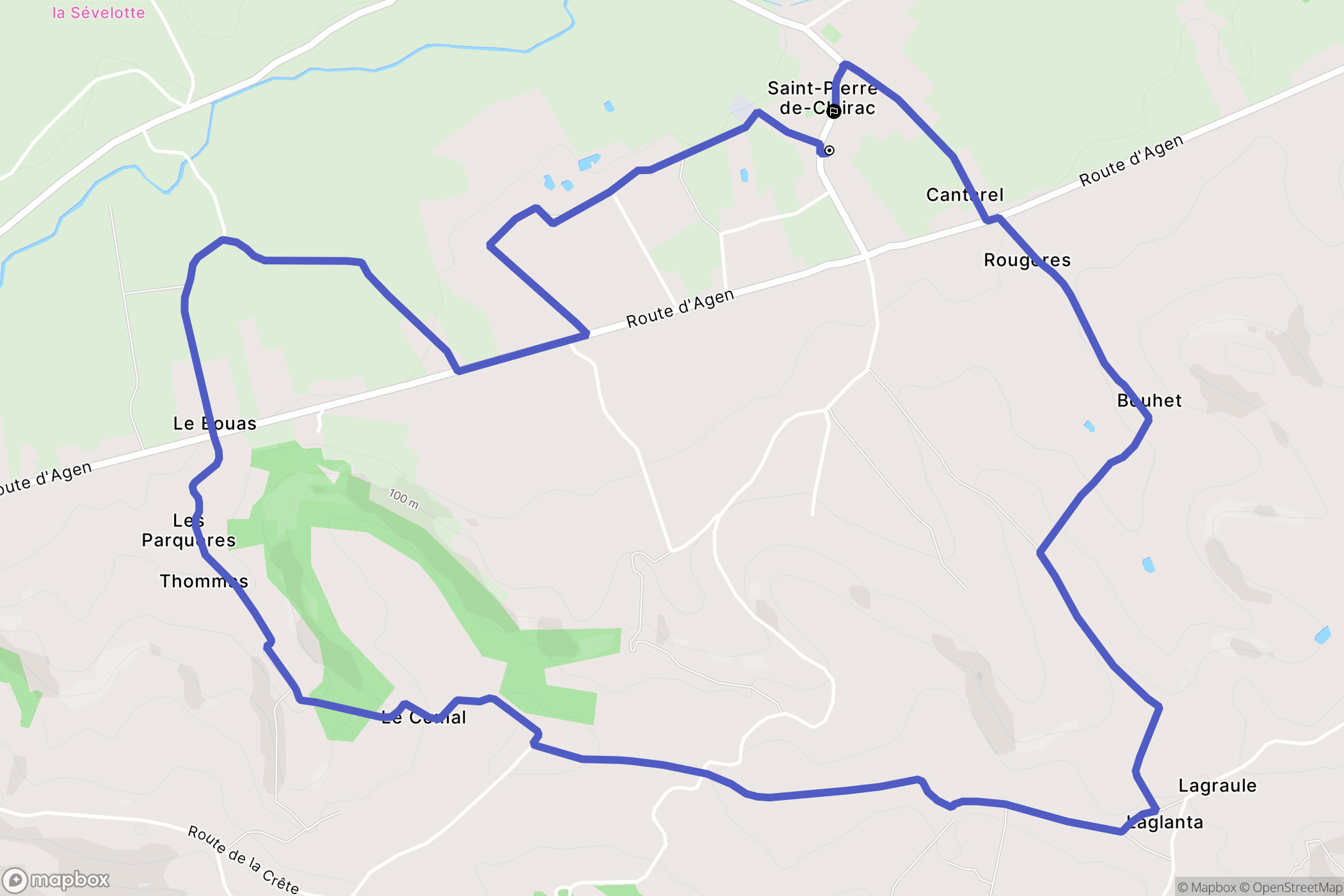 Saint Pierre de Clairac : carte du parcours de randonnée - France